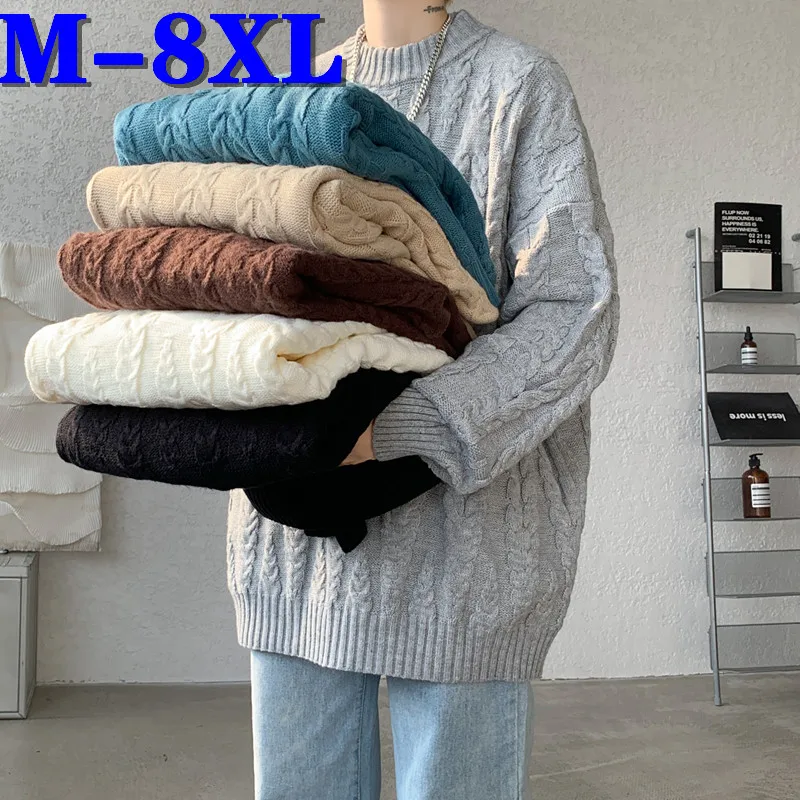 Sweater Wool jumper pria, pakaian pullover sweater pakaian rajut pria musim dingin ukuran besar