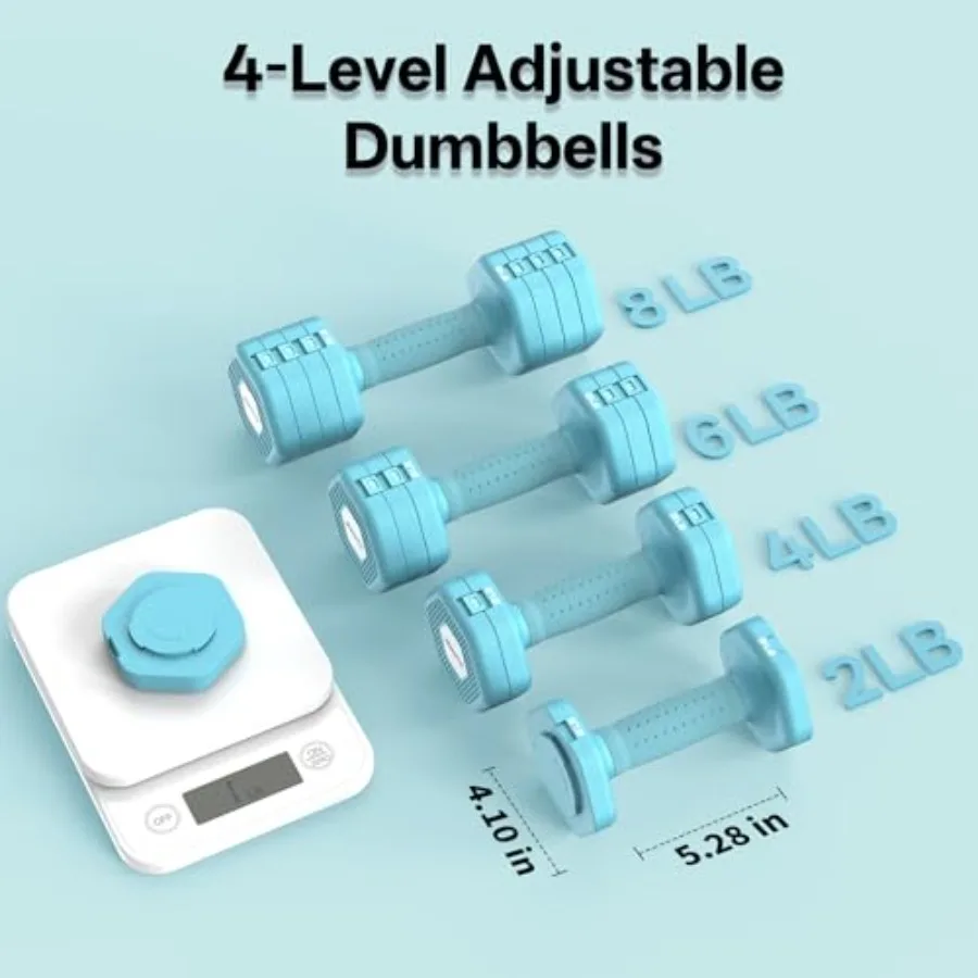 4-in-1 Adjustable Dumbbell Set of 2 16LBS/22LBS Hand Weights for Women Men Upgraded TPE Soft Handle 1s-Adjust Dual-Stable Dumbb