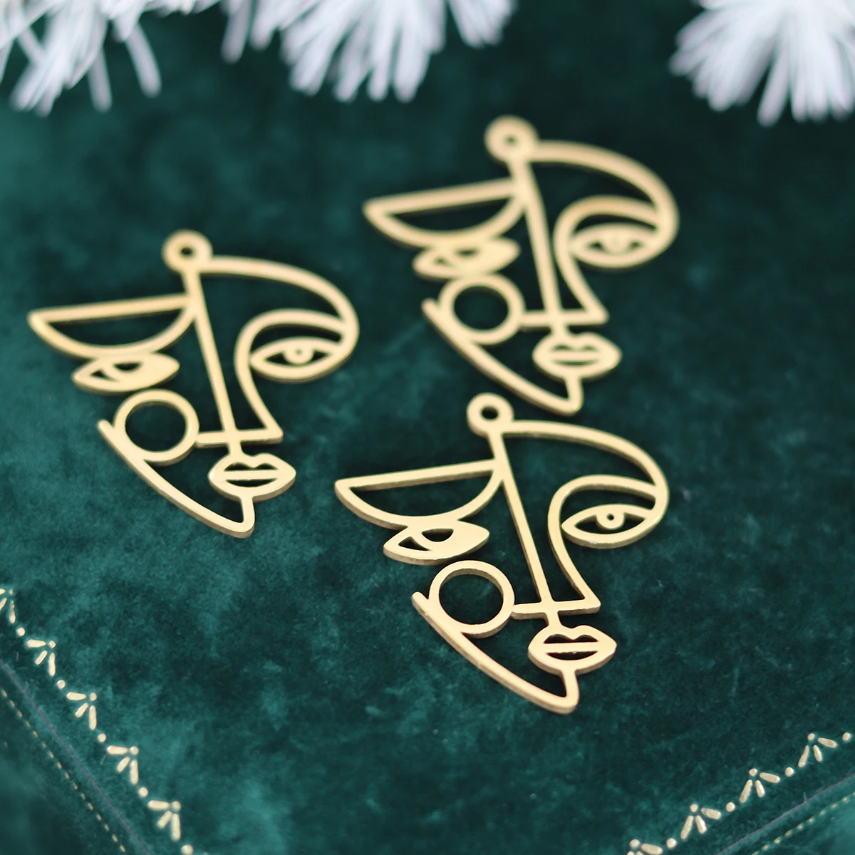 3pcs Picasso Abstract Art Lady Face Portrait Stainless Steel Pendant Charms for Jewelry Making Necklace Earrings diy Accessories