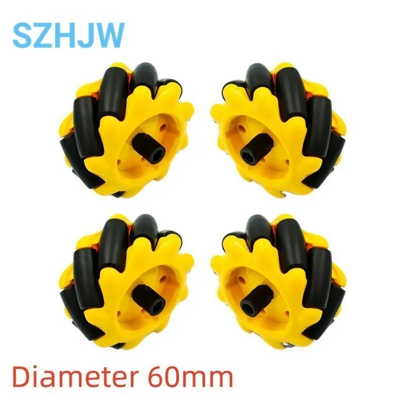 4pcs/lot 48mm 60mm 80mm 97mm High Hardness Plastic Mecanum Wheel Omni-Directional for TT Motor Smart Robot Car with 6mm hubs