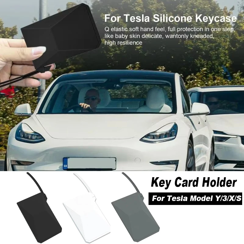 Schlüsselkartenhalter für Tesla Model Y 3 X Modelle, kariertes Cybertruck-Design, weiche Silikon-Kartenschutzhülle, Schlüsseletui für Auto