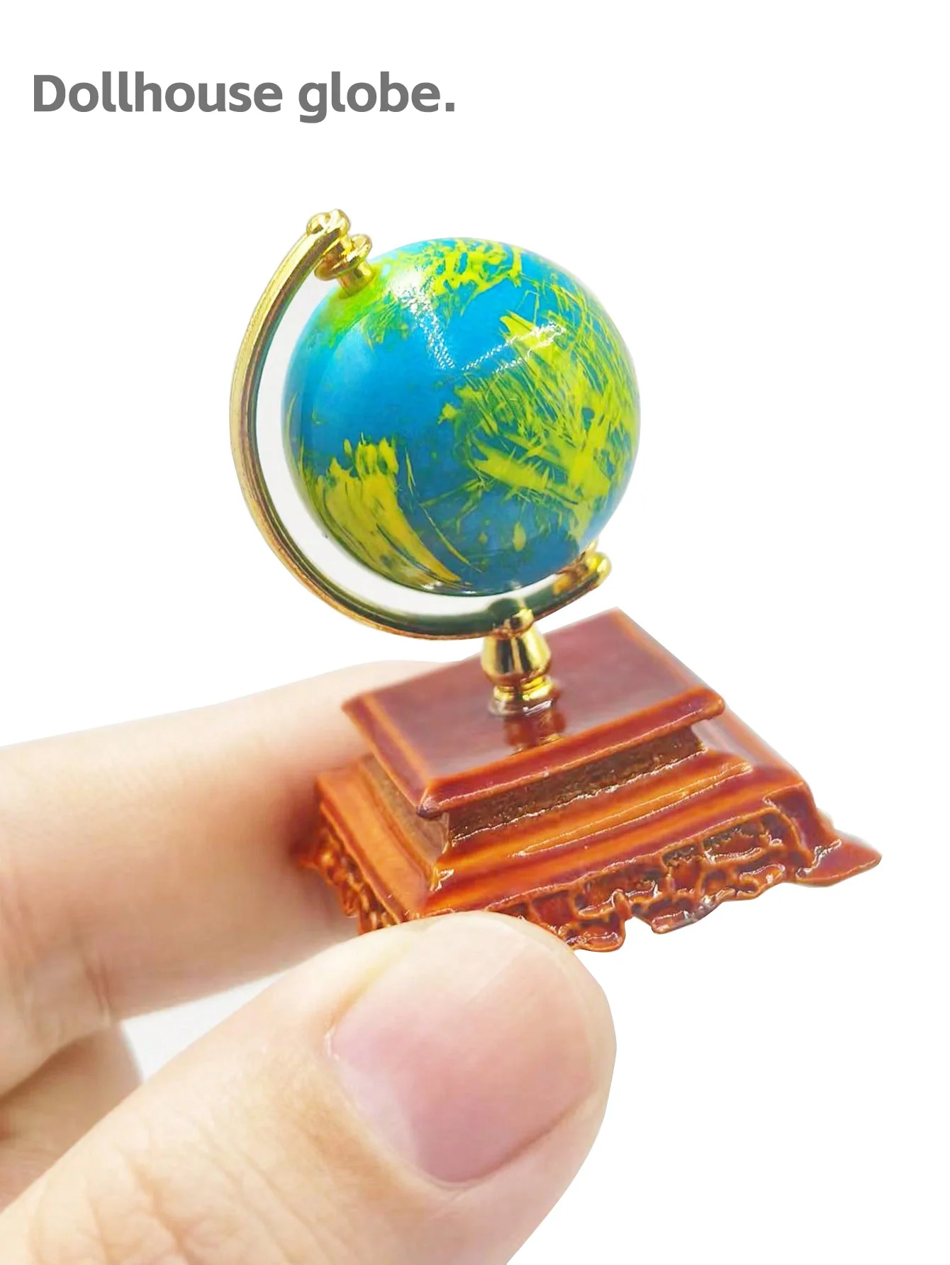 Mini Dollhouse Globe Rotatable Metal Base Retro Simulation Teen Collection Desktop Decoration Ornament Toyration Ornament Toy