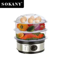 Three Tier Electric Food Steamer for Cooking Vegetables, Stainless Steel Base 650W, Stackable and Dishwasher Safe Baskets