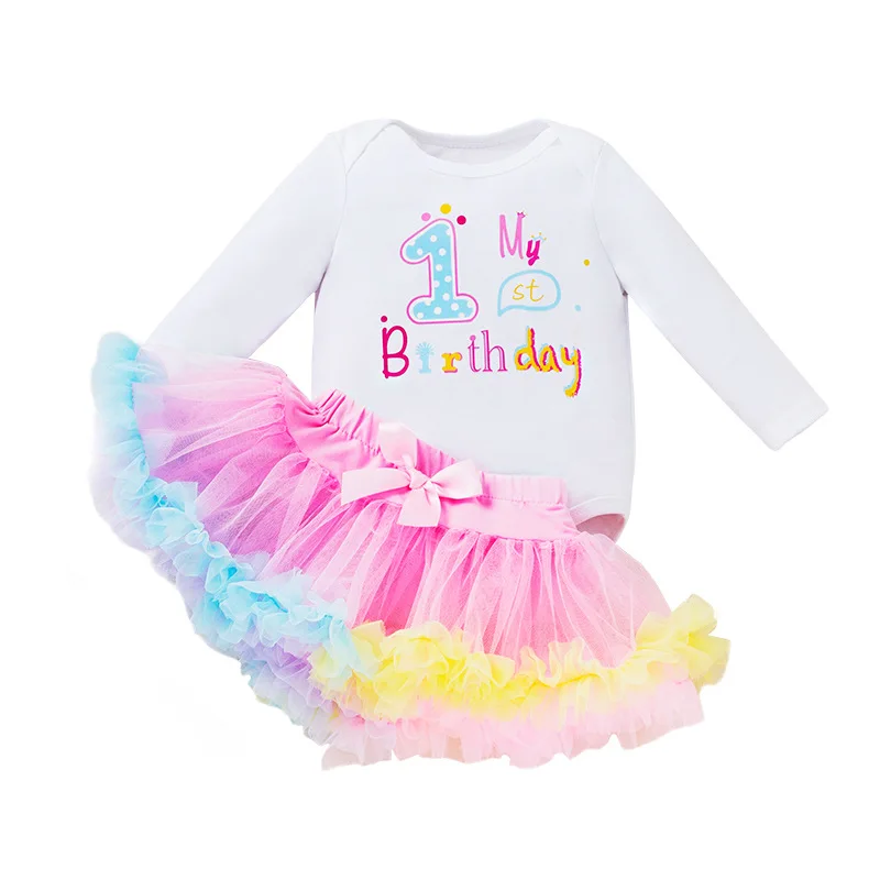 Baby Girls 1st Birthday Dress Outfit Tutu Party Dresses Infant Gown Winter Long Sleeves Clothes 2nd Girl   Cotume