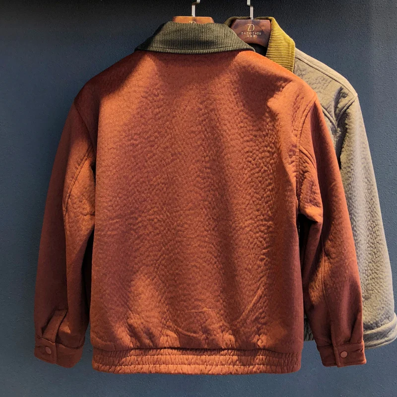 

2025 Autumn/Winter New Men's Color blocked Splicing Jacket High end Versatile Fashion Trend Jacket Collar Zipper Jacket