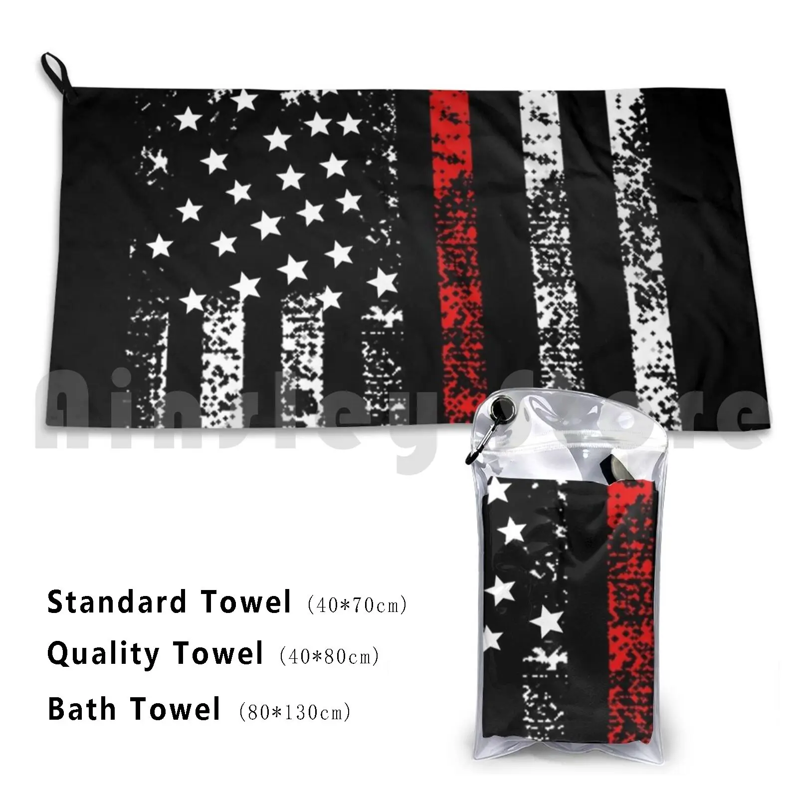 Red Line Us Flag Usa Distressed Firefighter Gift Bath Towel Beach Cushion Thin Red Line Us Flag Red Line