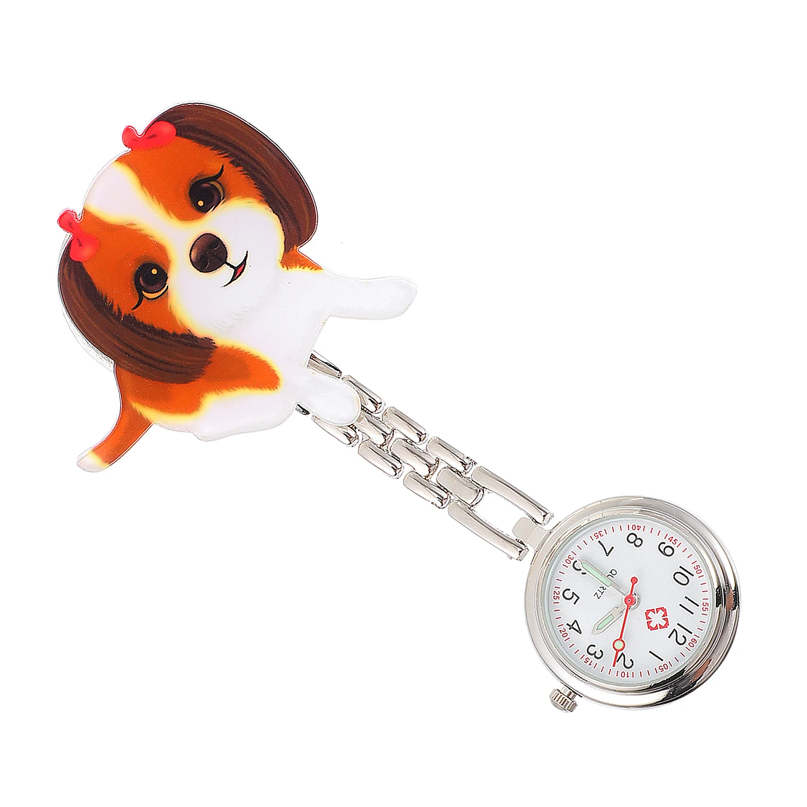 

1Set Little Dog Nurse Pocket Watch Cartoon Hanging Chest Watch Clip Accurate Movement Lightweight Ideal for Nurses