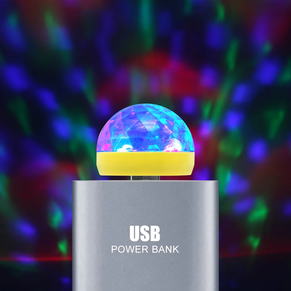 1pcs Micro USB RGB LED Stage Light Bulb Sound Control For Club DJ Disco Party Music Magic Ball Lamp Effect Projector