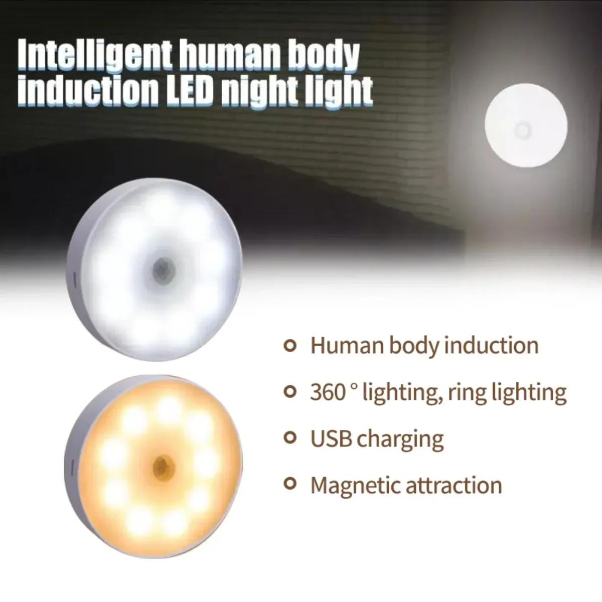 8 Led Night Light Motion Sensor Usb Rechargeable Night Lamp For Kitchen Bedroom Stairs Cabinet Light Wireless Cabinet