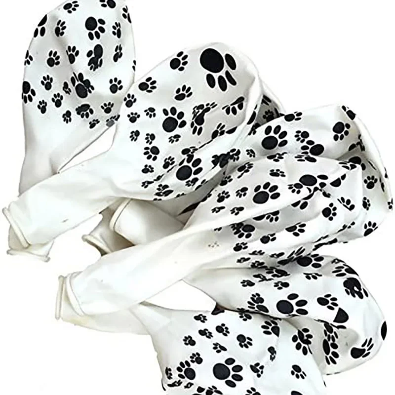 10/20pcs Dog Party Supplies 12" Latex Balloons Dog Birthday Kids Baby Shower Balloon Decoration Toys Black White Dog Paw Print view 4