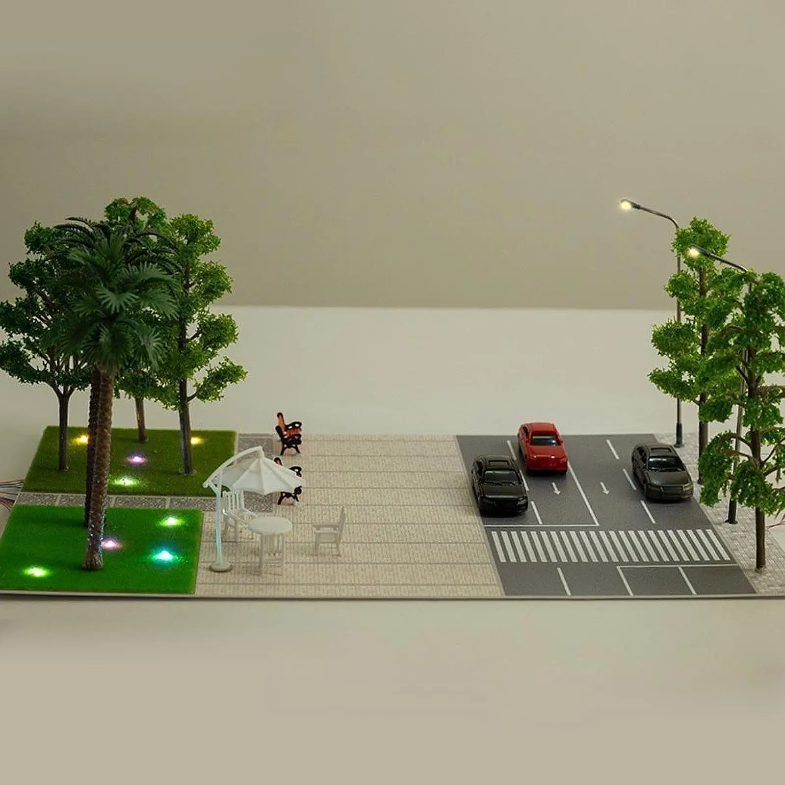 Model scenerii kolejowej 1:87 Street Micro Scene DIY Parking Diorama Dekoracja