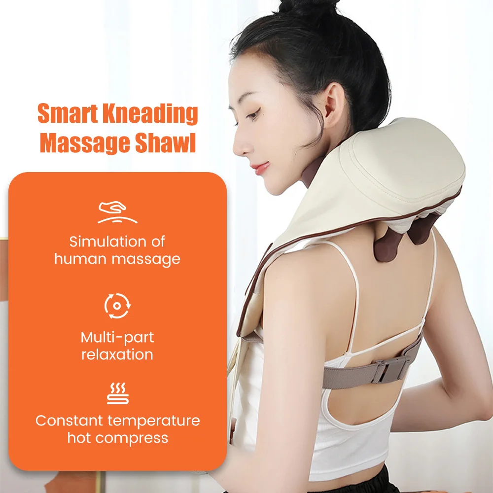 Rechargeable Neck Back Massager Electric Neck And Shoulder Kneading Massage Pillow Trapezius Neck Cervical Back Massage Shawl