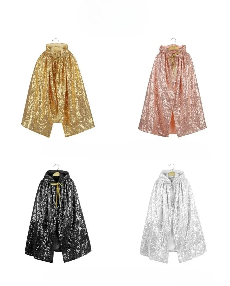 Hochwertiger Kinder-Umhang mit glitzernden Pailletten, stilvoller Schal-Mantel, trendiges grenzübergreifendes Outfit für Mädchen, geeignet für Feiertage und Themenveranstaltungen. – Detail 1