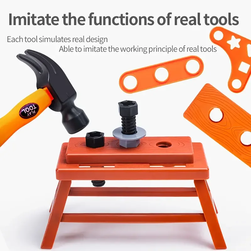 42 Uds. Caja de herramientas para niños, taladro eléctrico de juguete, herramientas de reparación de simulación para niños, juguetes para el hogar, juguetes de estudio de construcción para niños