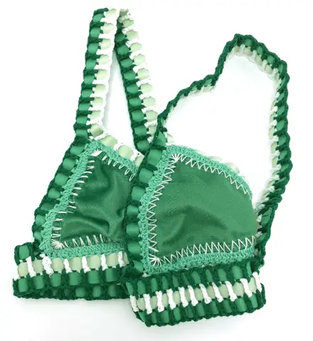 2024 गुलाबी क्रोशिया हस्तनिर्मित त्रिभुज बिकनी सेट महिलाओं के लिए काला मखमली स्नान सूट फैशन स्विमवियर बोहो बीचवियर हरा स्विमसूट 10 best sales गुलाबी स्विमसूट महिलाओं - №5