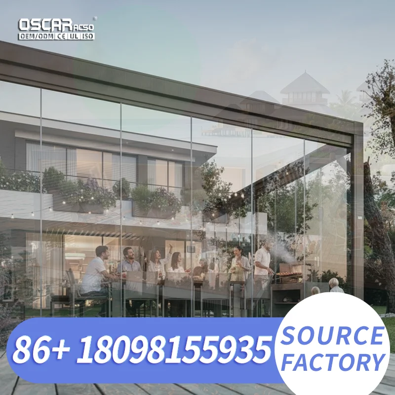 Aluminum Motorized Retractable Outdoor Patio Sunshade Waterproof Automatic Folding Canopy for Garden Balcony Terrace pergola