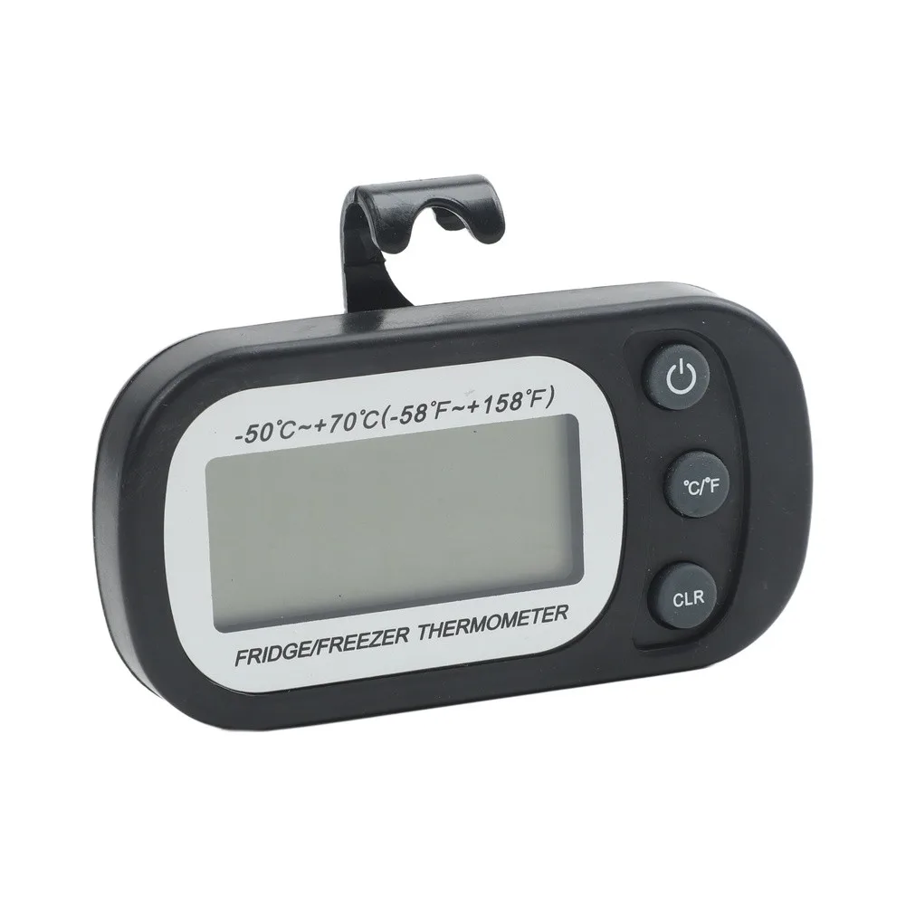 Digital Cooling Thermometer for Refrigerator with LCD Display Measures 20C to 50C to 122F Clear Screen Black White