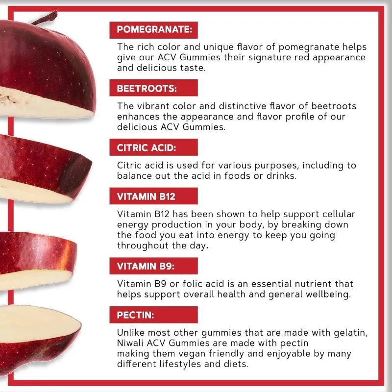 خل التفاح فيتامين نباتي - دعم المناعة والتطهير (الأم، فيتامين ب9، B12، بيترووت، رمان)