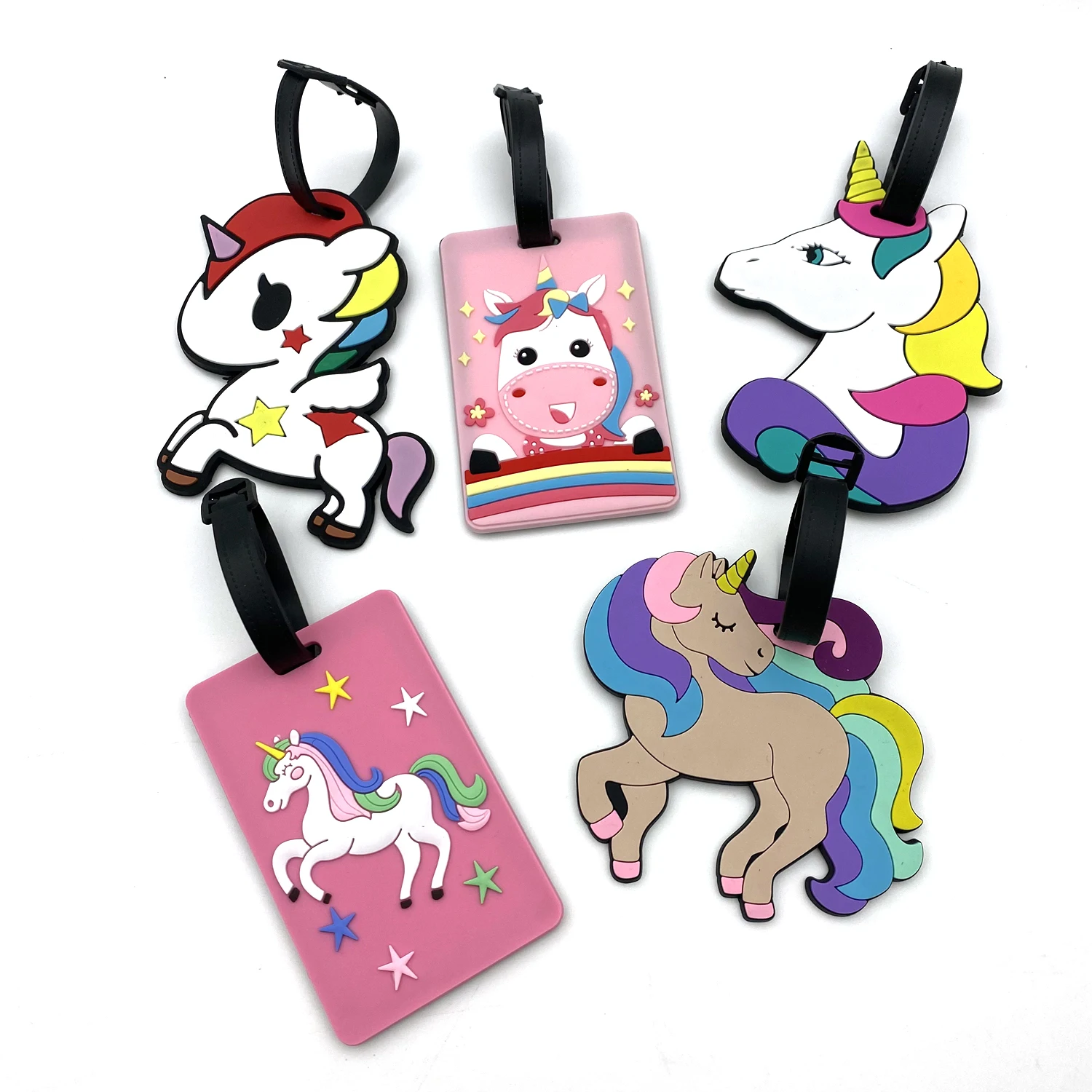 1pc/2pcs/3pcs Cute Unicorn Travel Accessories Creative Luggage Tag Silica Gel Suitcase Holder Baggage Boarding Tags  Label