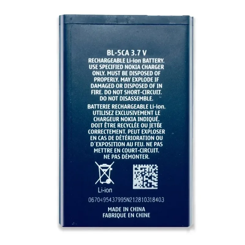 BL-5CA BL5CA Mobile Phone Batteries for Nokia 1200 2310 5130XM 7600 N70 E60 5030 1110 1111 1112 C2-00 C2-01 X2-01 Battery