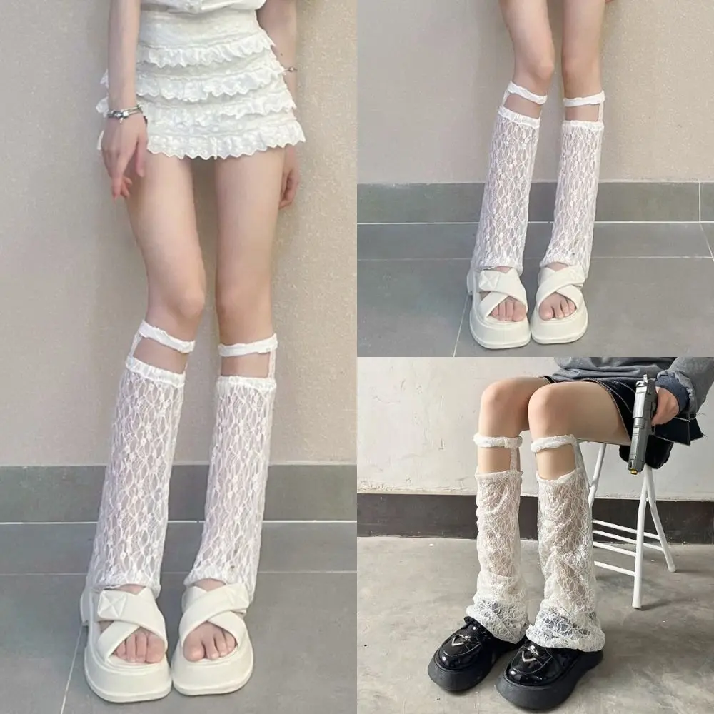 

Casual Super Soft Lace Suspender Leg Warmers Y2K Thin Boots Shoes Cuffs Covers Lolita Harajuku Lace Mesh Sheer Socks Girls