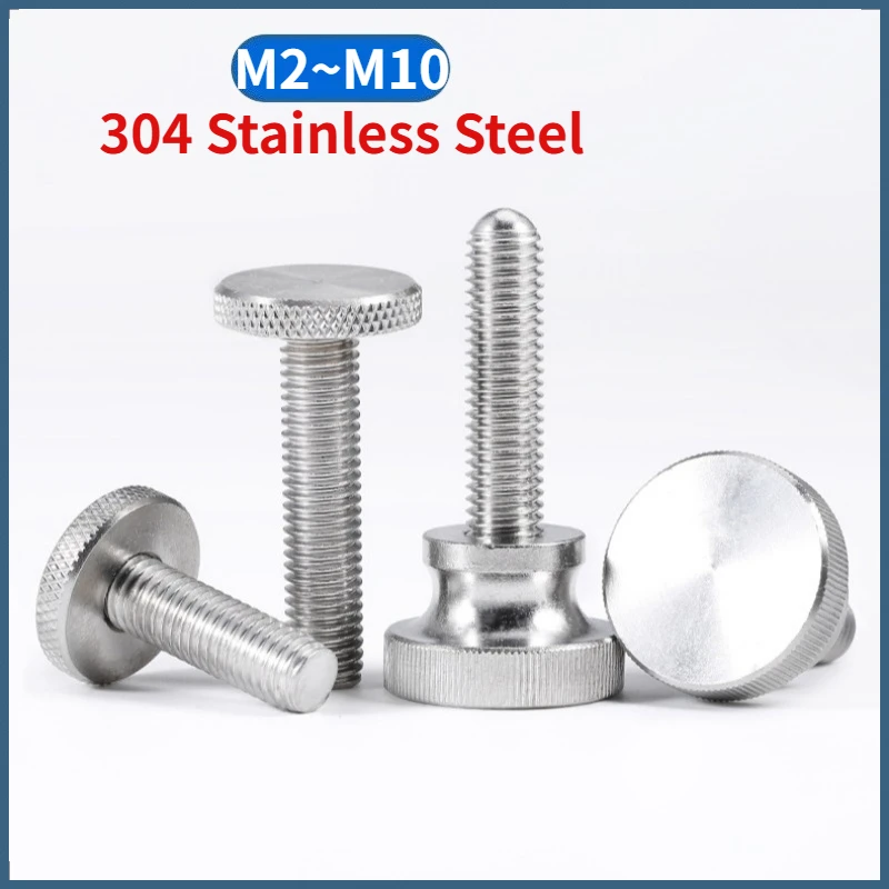 M2-M10 304 Stainless Steel Knurled GB835 Flat Head /GB834 Step High Head Hand Tighten Adjust Screw Curtain Wall Glass Thumb Bolt