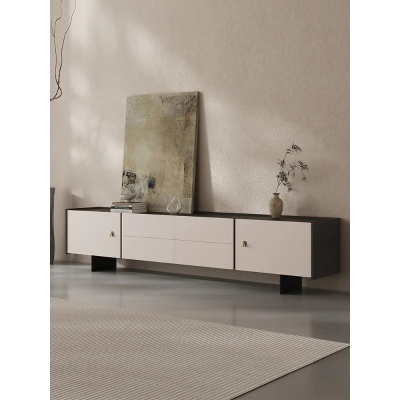 

Тумба под телевизор с интегрированным хранением для гостиной, новинка 2025 года, полностью из массива дерева, простая конструкция