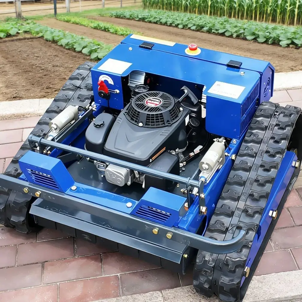 

Customized Popular Petrol Tracked Remote Control Lawn Mower Self-Propelled Crawler Hillside Grass Weeding Tool flail mower