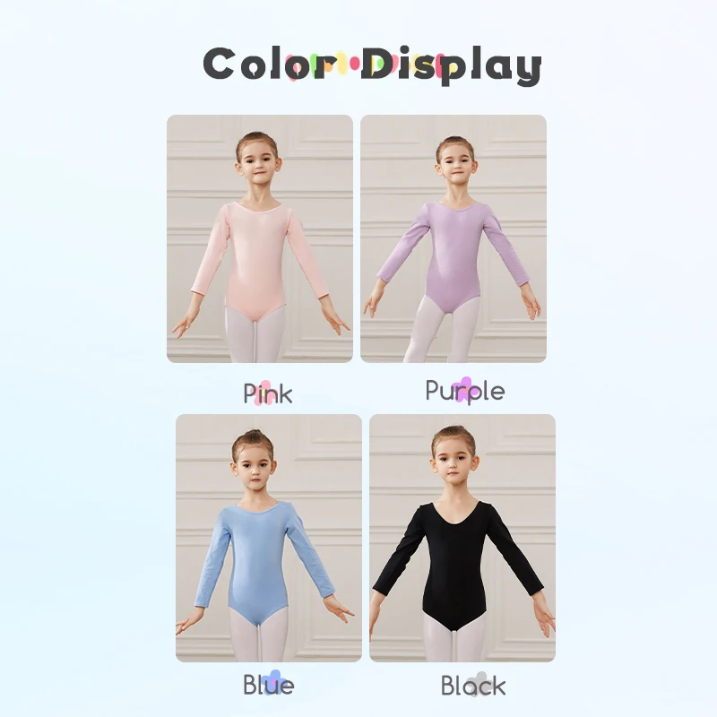 Dance Wear Children's Practice Clothes Girls' Basic Summer Long Sleeve Pure Cotton Ballet Leotard Women's Dance Suit Top