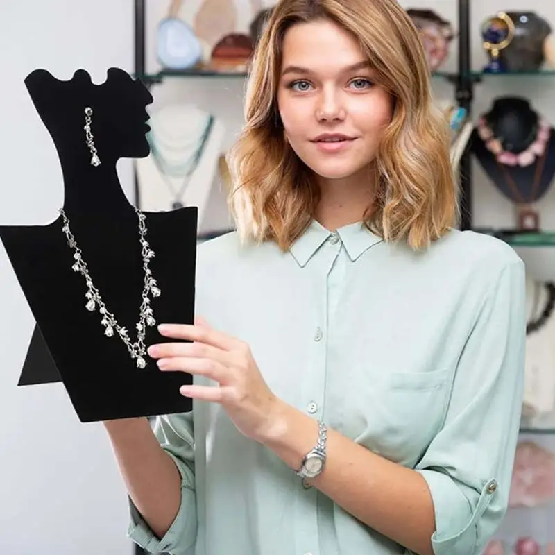 

Black Velvets Necklace Display Rack Foldable Jewelry Stand for Personal Use