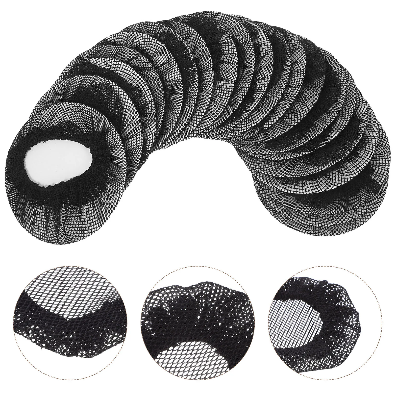 

20Pcs Ballet Hair Net Reusable Elastic Black Medium Size Hairnets for Dance Ballet Skating Bun Cover Hair Accessories