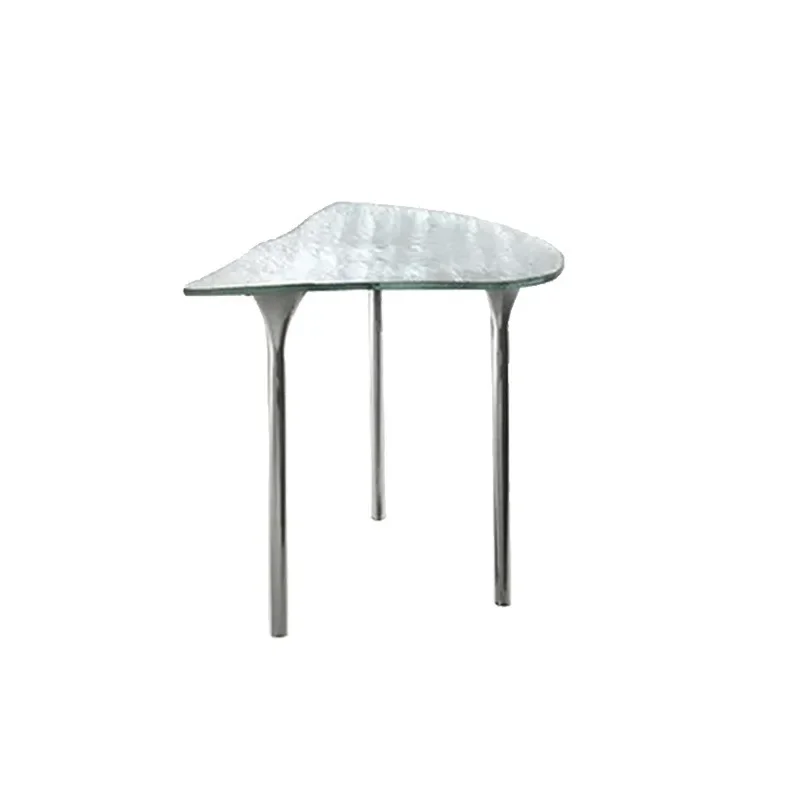 طاولة مدخل ذات ملمس زجاجي جديد وبسيط وحديث، مدخل ساق طاولة من الفولاذ المقاوم للصدأ بسيط ومتعدد الاستخدامات #1