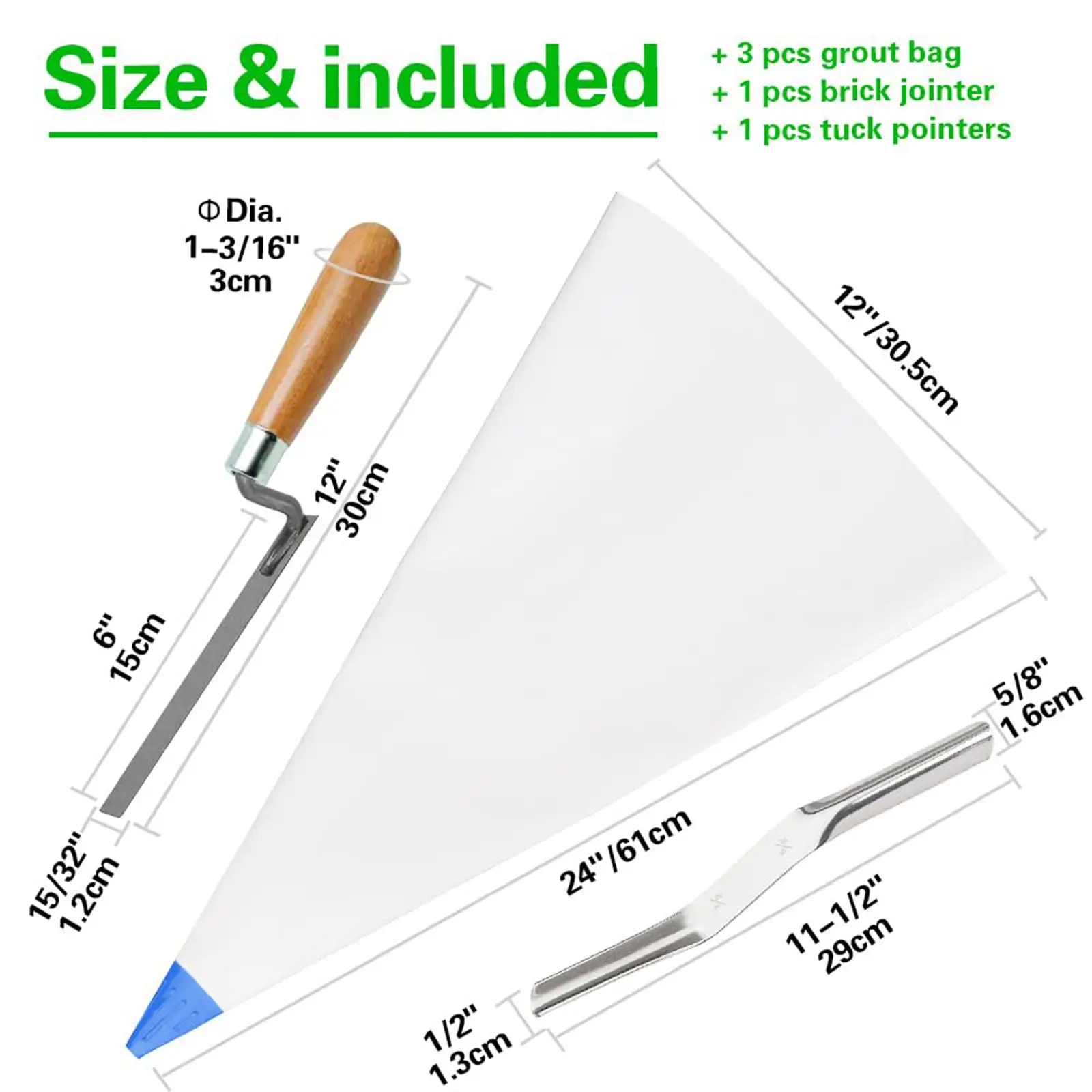 Tile Grout Bag with Jointing Tip Grout Bag Masonry Mortar Bag Brick Jointer