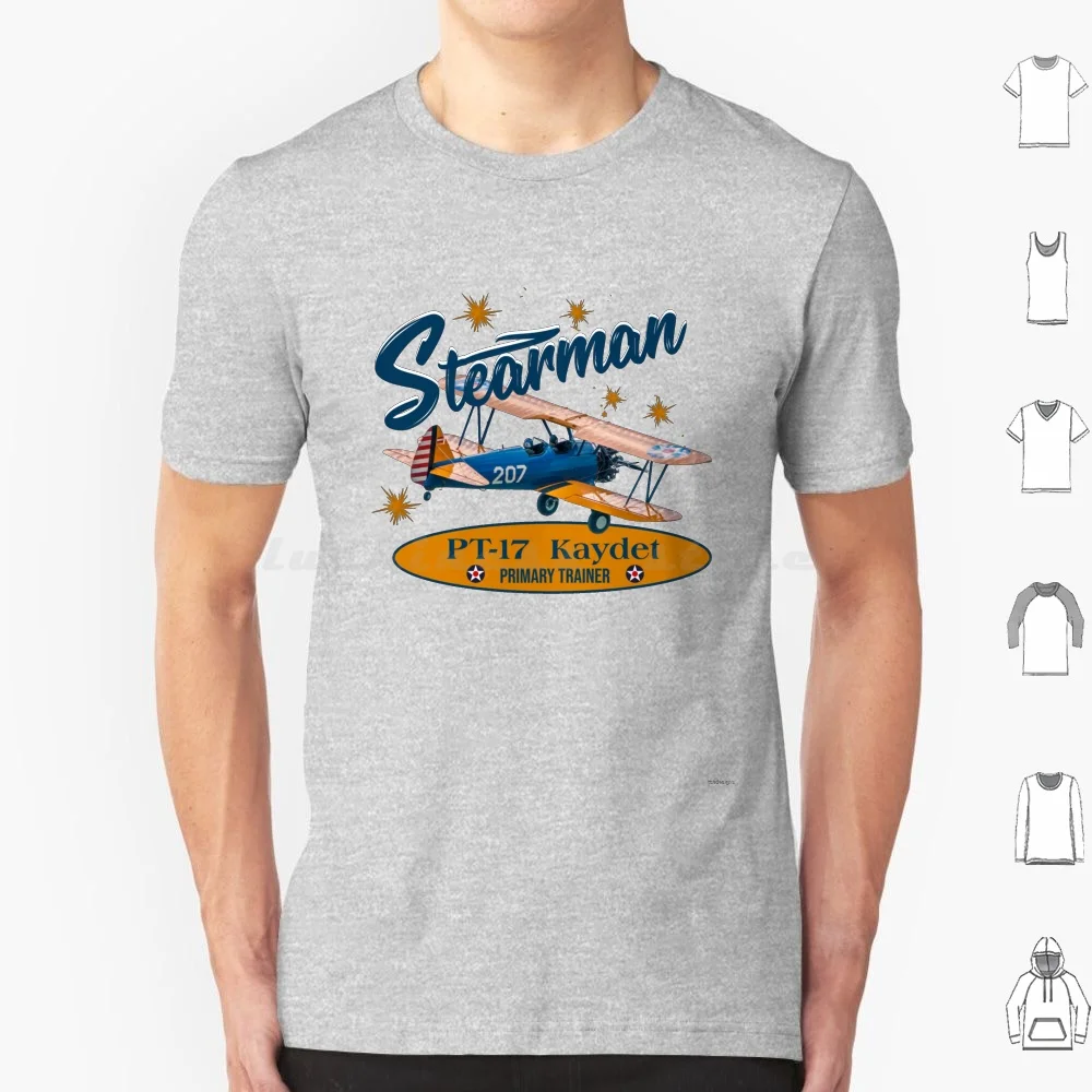 Stearman Pt-17 Kaydet T Shirt Big Size 100% Cotton Rc Airplane Biplane Aerobatic Airplane Rc Rc Airplane Plane Pilot Radio