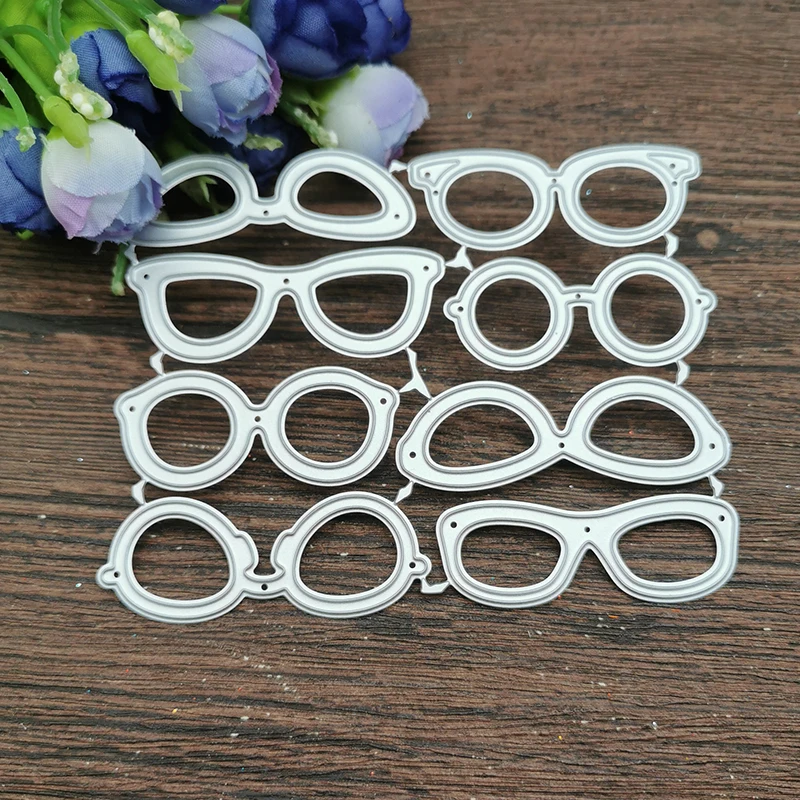 AOKEDIY 8 Pcs glasses Metal Cutting Dies Stencils For DIY Scrapbooking Decorative Embossing Handcraft Template