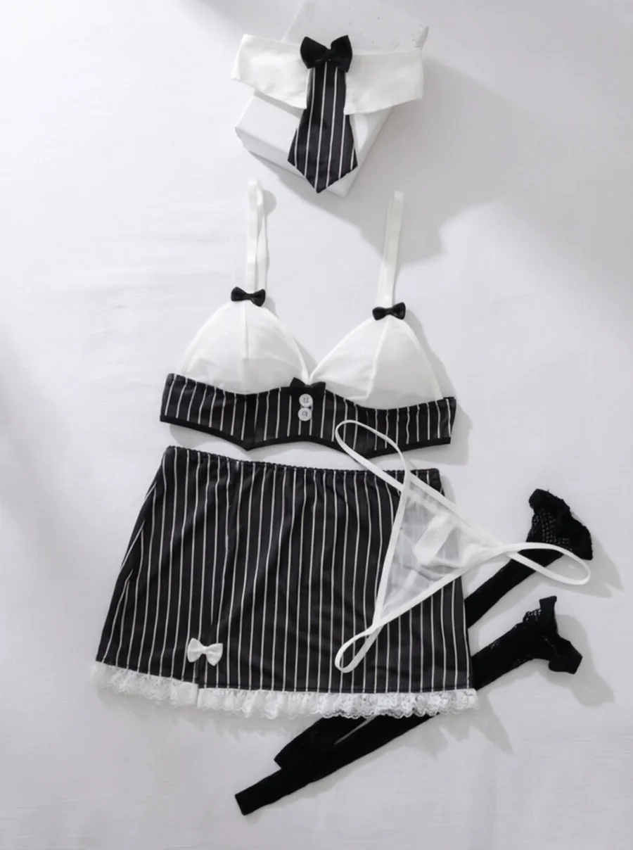 

5 шт./компл., комплект сексуального бюстгальтера, униформа для косплея, прозрачный бюстгальтер и трусики, комплект нижнего белья, платье, сексуальный наряд, костюмы, ночные рубашки, стринги