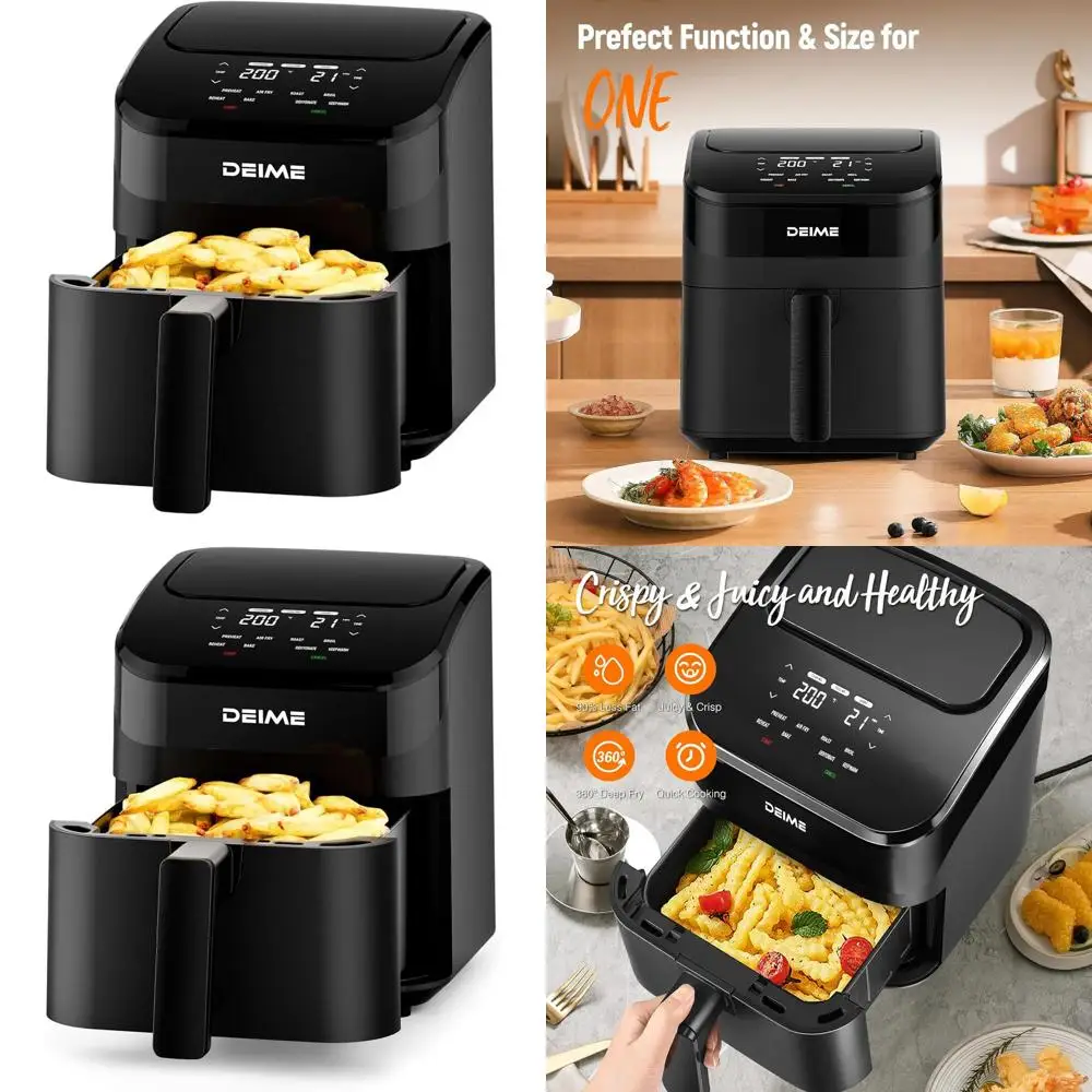 

Compact 4.5 Qt Digital Air Fryer, Space-Saving, Nonstick Dishwasher-Safe, Toast Rack Included for Easy Meals