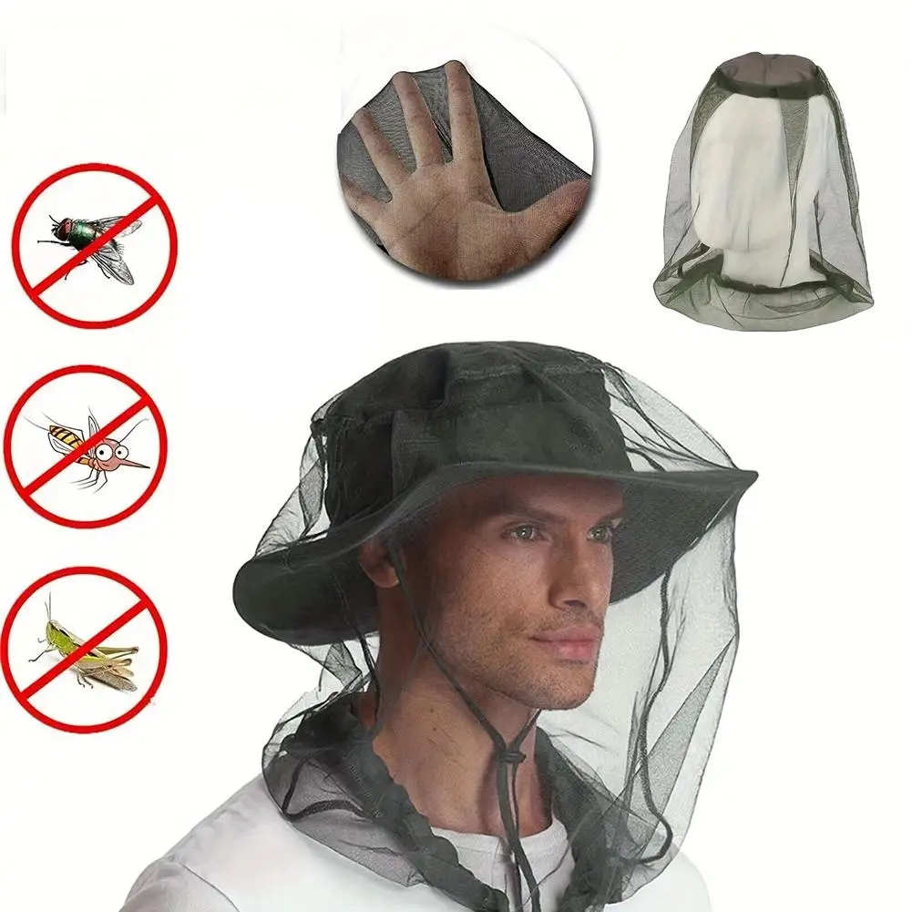 Mosquito Hat Net Face Outdoor Fishing Cap Anti Mosquito Insect Hat Bug Mesh Head Net Insect Gnat Head Cover