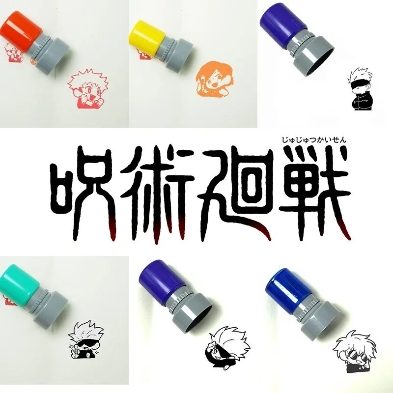 

Jujutsu Kaisen Stamp Seal Gojo Satoru DIY Scrapbook Anime Decor Black Seal Students Diary Album Cartoon Inking Stamps Kids Toys