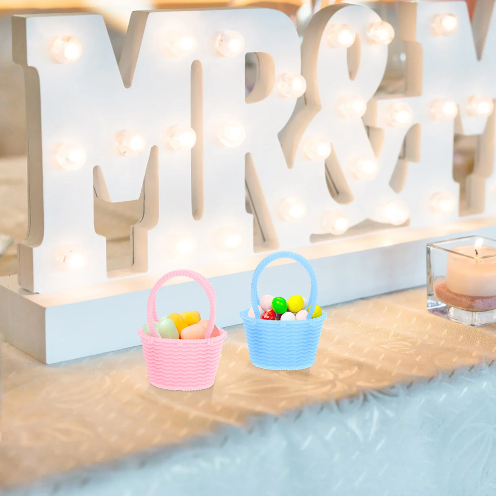 

6Pcs Plastic Celebration Box Simple Chic Style Handheld Basket for Snacks Fruits Candies Easter Egg Storage Party Decoration