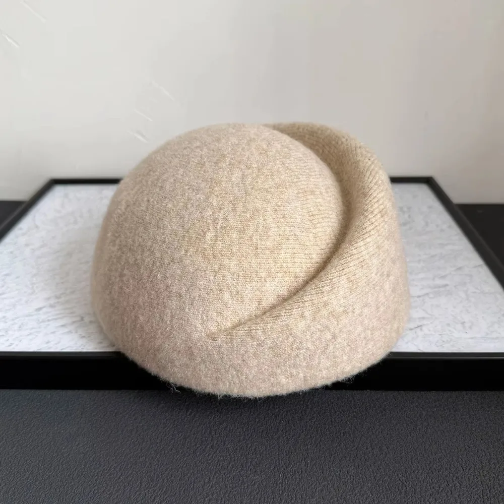 Vintage French Style Pillbox Hat Elegant Fedoras Fedora Hat Versatile Solid Color Woolen Top Hat Ball