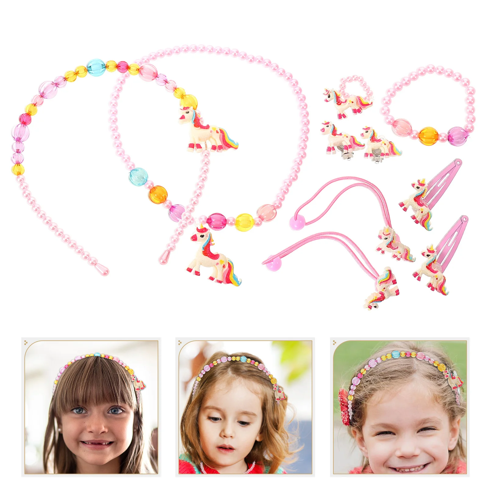 1 set 1 Set Kids Jewelry Set Plastic Gems Necklace Bracelet Earring For Toddler Girls Little Girl Gift Decorative Dress Up Shiny