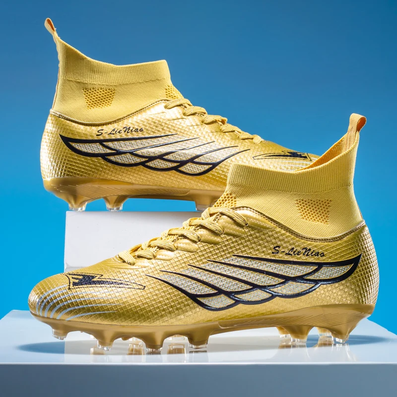 New Men Football Boots FG Non-Slip Soccer Shoes Long Spikes Training Shoes Soccer Cleats Match Ultralight Outdoor Drop Shipping