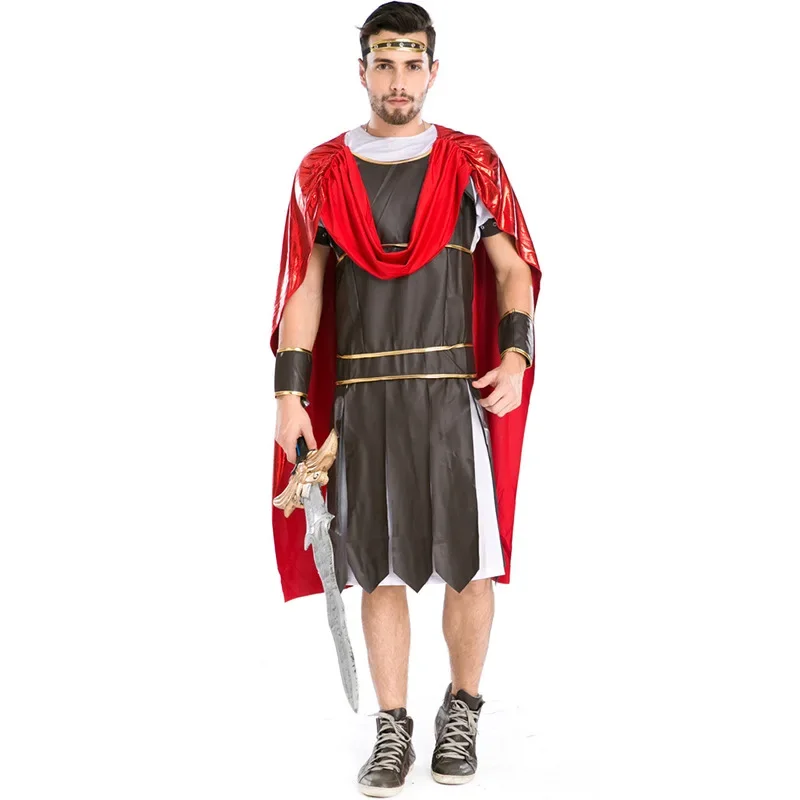 

JustSaiyan Medieval Roman Gladiator Costume Halloween Adult Roman Soldier Gladiator Warrior Costumes Fancy Cosplay Clothing