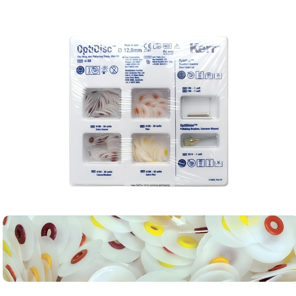 

Полировальные диски Kerr OptiDisc для стоматологии, набор для финишной полировки композитных материалов, 12,6 мм