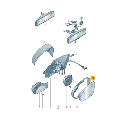 زجاج مرآة ساخن يسار أو يمين مع لوحة لسيارة VW VOLKSWAGEN Golf 6 MK6 Touran 5K 0857521   5 ك 0857522