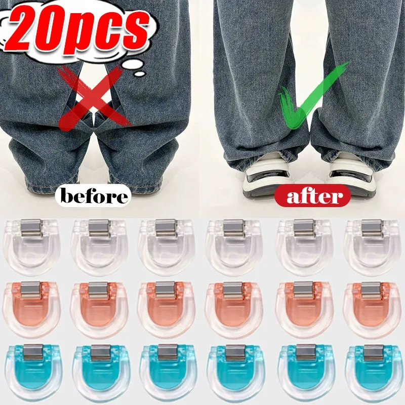 

20pcs No Sew Hem Clips Invisible Pants Shortening Tool Adjustable Pant Leg Clamp To Shorten Floor Length Trousers for Men Women