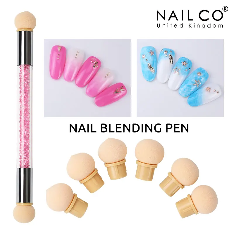 NAILCO แปรงเล็บ Double-ended 1 PC Dotting แปรง Gradient Shading ปากกาเล็บจิตรกรรมเครื่องมือ Rhinestone Handle ปากกาอะคริลิคง่าย