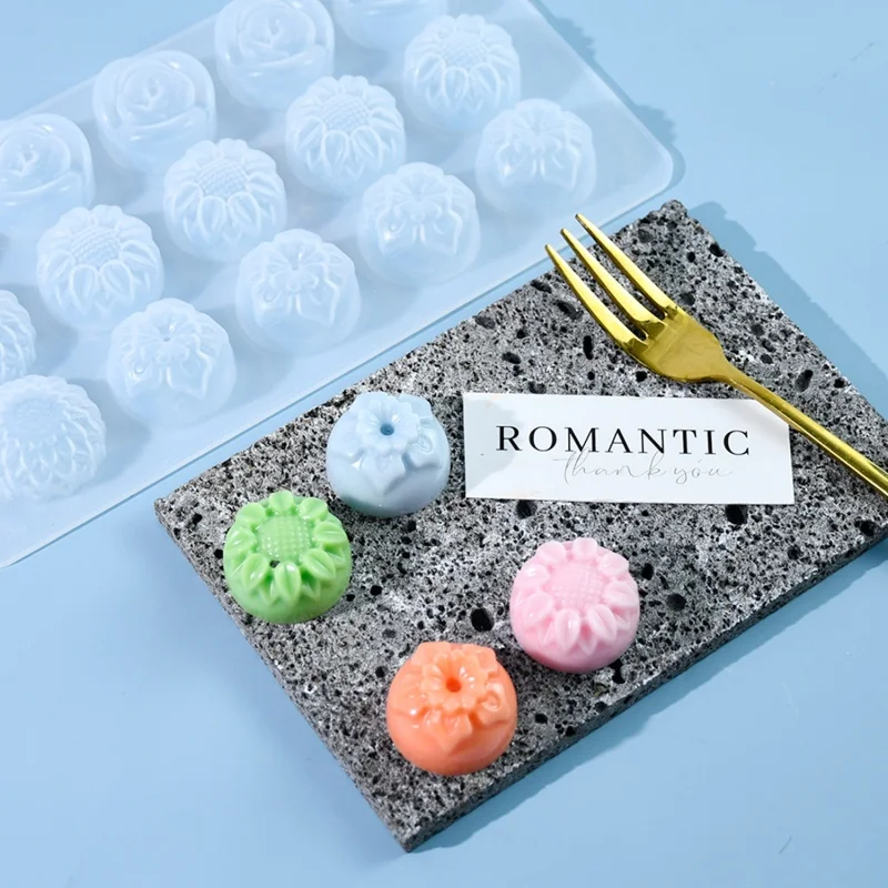 Handmade Chocolate Silicone Resin Mold 3D Flower Cupcake Baking Molds Candy Cookie Jelly Ice Cube Cute Cake Decorating Tools