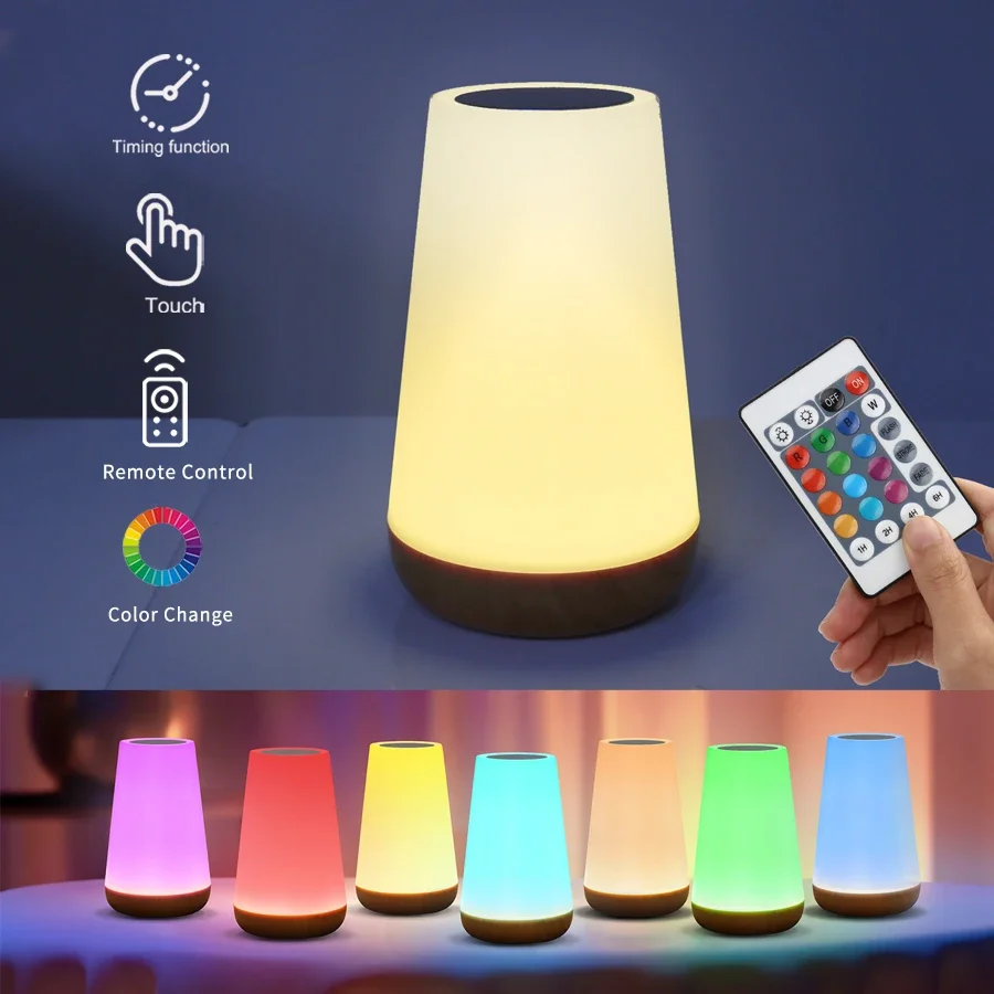 

Rechargeable Night Light with Remote Control Creative 13 Color Changing Touch Dimmable Table Lamp Table Decor Night Light